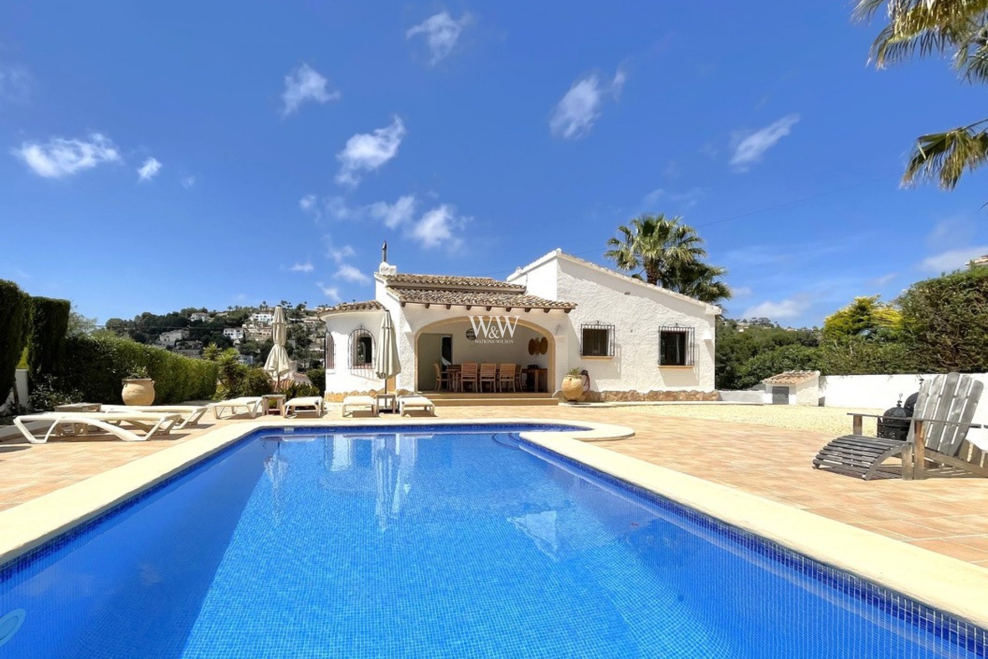 View across the pool to Benissa house for sale