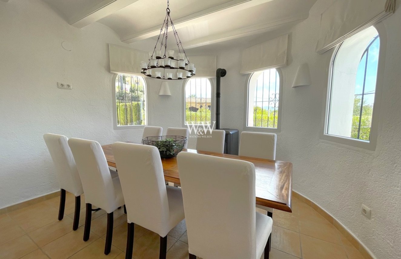 Current dining area with pellet stove