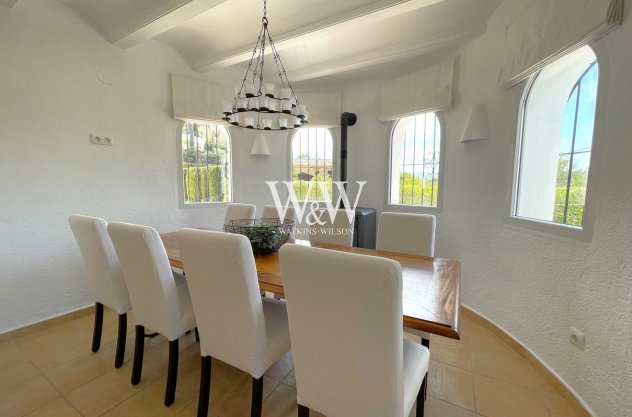 Current dining area with pellet stove