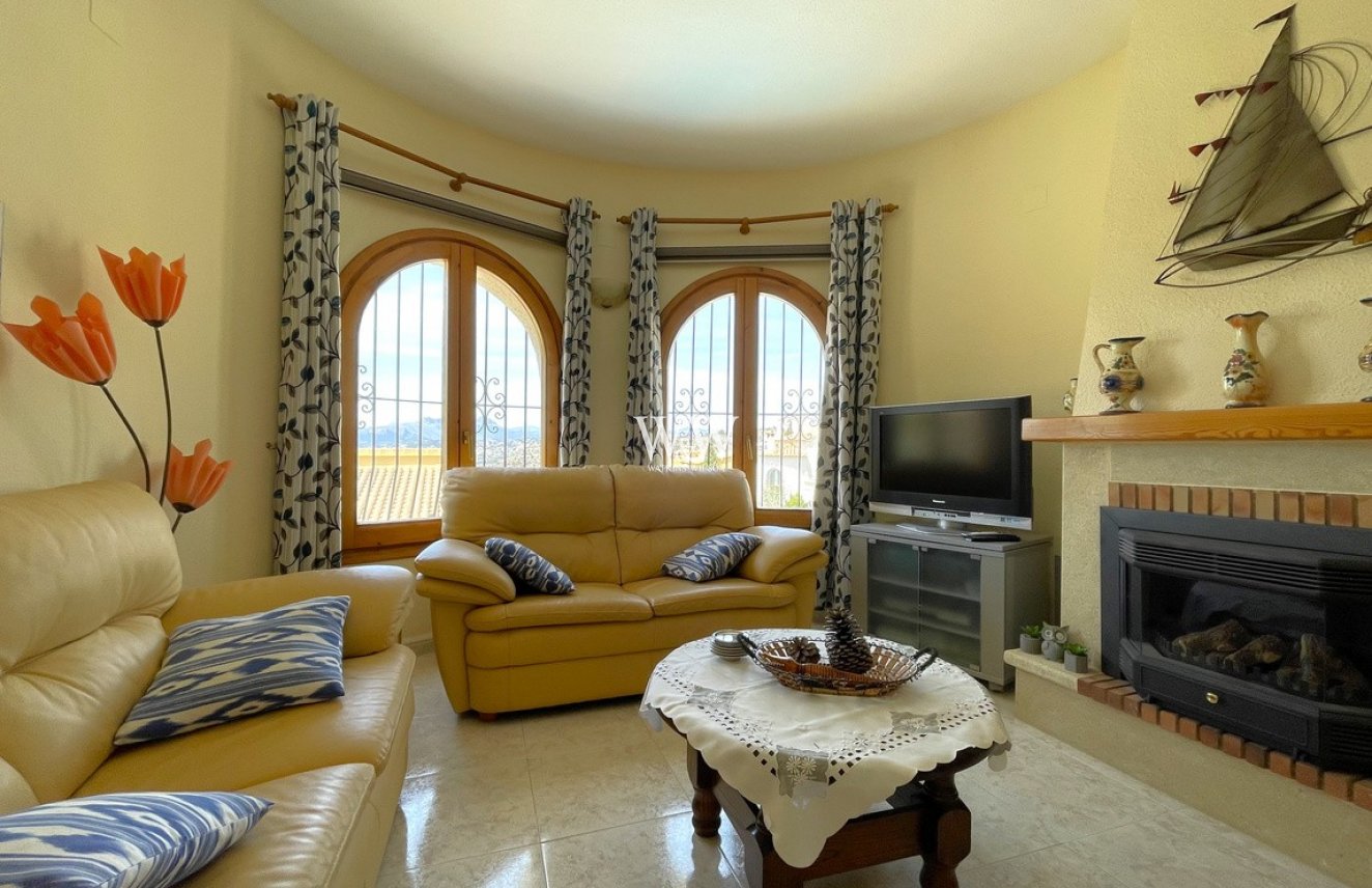 Living room with woodburner